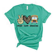School Bus Driver Shirt, Peace Love School Bus, School Bus Design on premium Bella + Canvas unisex shirt, 3 colors, 3x bus, 4x bus driver