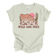 Fun Desert Scene, Wild and Free Desert Mountains, Vintage Look Desert design, premium unisex shirt, 3 color choices, 3x desert. 4x desert