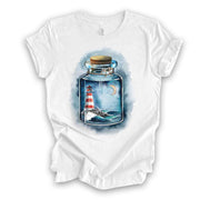 Beautiful Lighthouse and Ocean Scene in a Bottle, Lighthouse design, premium unisex shirt, 3 color choices, 3x Lighthouse, 4x Lighthouse