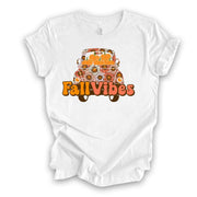 Fall Tee, Retro Fall Truck with Daisies, Fall Vibes on Vintage design, premium unisex shirt, 3 color choices, 3x Fall, 4x Fall, Plus Sizes
