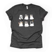 Cat Halloween Tee, Super Cute Cats in Ghost Custumes, Cat Ghosts design, premium unisex shirt, 3 color choices, 3x Halloween, 4x Halloween