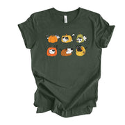 Cat Fall Tee, Super Cute Cats in Pumpkins, Autumn Cats design, premium unisex shirt, 3 color choices, 3x Fall Cats, 4x Fall Cats