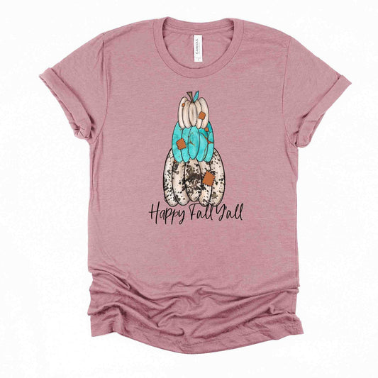 Fall Tee, Country Chic Pumpkin Stack design, Cowhide Pumpkin, Country Pumpkins premium unisex shirt, 3 color choices, 3x fall, 4x fall