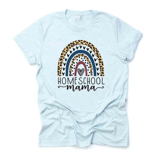 Homeschool Mama, Cute Boho Rainbow Homeschool Mama, Leopard Rainbow Design on premium unisex shirt, 3 color choices, 3x Mama, 4x Mama