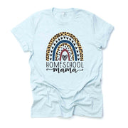 Homeschool Mama, Cute Boho Rainbow Homeschool Mama, Leopard Rainbow Design on premium unisex shirt, 3 color choices, 3x Mama, 4x Mama