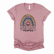 Homeschool Mama, Cute Boho Rainbow Homeschool Mama, Leopard Rainbow Design on premium unisex shirt, 3 color choices, 3x Mama, 4x Mama
