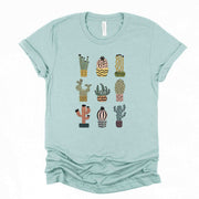 Desert Cactus Tee, Super Fun Cactus in a Row, Boho Cacti, Cute Cactus Design on premium unisex shirt, 3 color choices, 3x Desert, 4x Desert