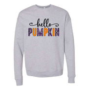 Fall Pumpkin Sweatshirt, Cute Hello Pumpkin Design, Unisex Sponge Fleece Drop Shoulder Crewneck Bella + Canvas, Fall Pumpkin Sweatshirt
