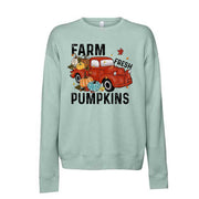 Farm Fresh Pumpkins Vintage Truck Sweatshirt, Pumpkins Design, Unisex Sponge Fleece Drop Shoulder Crewneck Bella + Canvas, Fall Sweatshirt