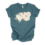 Fall Pumpkins, Pretty White Pumpkins, Floral Pumpkins design, premium unisex shirt, 3 color choices, 3x Fall, 4x Fall, Plus Sizes