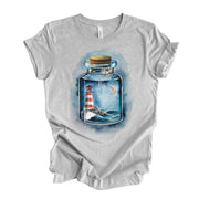 Beautiful Lighthouse and Ocean Scene in a Bottle, Lighthouse design, premium unisex shirt, 3 color choices, 3x Lighthouse, 4x Lighthouse