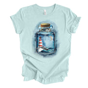 Beautiful Lighthouse and Ocean Scene in a Bottle, Lighthouse design, premium unisex shirt, 3 color choices, 3x Lighthouse, 4x Lighthouse