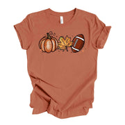 Fall Time, Pumpkin, Fall Leaf and Football, Fall & Football, Football Time Design on premium unisex shirt, 3 color choices, 3x Fall, 4x Fall