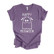 Halloween Tee, Super Cute Cat Ghost Halloween, Meoween Cat Ghost Design on premium unisex shirt, 3 color choices, 3x cat, 4x cat halloween