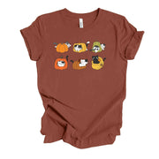 Cat Fall Tee, Super Cute Cats in Pumpkins, Autumn Cats design, premium unisex shirt, 3 color choices, 3x Fall Cats, 4x Fall Cats