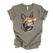 Cat Tee, Super Cute Tabby Cat with Sunglasses, Cat with Sunglasses design, premium unisex shirt, 3 color choices, 3x cat, 4x cat