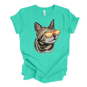 Cat Tee, Super Cute Tabby Cat with Sunglasses, Cat with Sunglasses design, premium unisex shirt, 3 color choices, 3x cat, 4x cat
