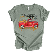 Fall Tee, Vintage Fall Red Truck, Leaves Are Falling, Autumn is Calling design, premium unisex shirt, 3 color choices, 3x Fall, 4x Fall