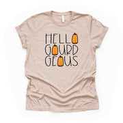 Funny Fall Tee, Cute Hello Gourd Eous, Hello Gorgeous Gourd Design on premium unisex shirt, 3 color choices, 3x fall, 4x fall