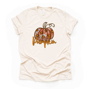 Super Cute Hello Pumpkin with 70s Style Daisy Pumpkin, Retro Pumpkin Design on premium unisex shirt, 3 color choices, 3x fall, 4x fall