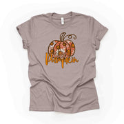Super Cute Hello Pumpkin with 70s Style Daisy Pumpkin, Retro Pumpkin Design on premium unisex shirt, 3 color choices, 3x fall, 4x fall