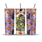 20 oz Skinny Tumbler, Fun Halloween Spooky Nana with Pumpkins and Black Cats, Gift for Nana, Halloween 20 oz Stainless Steel Tumbler