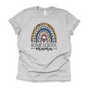 Homeschool Mama, Cute Boho Rainbow Homeschool Mama, Leopard Rainbow Design on premium unisex shirt, 3 color choices, 3x Mama, 4x Mama