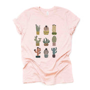 Desert Cactus Tee, Super Fun Cactus in a Row, Boho Cacti, Cute Cactus Design on premium unisex shirt, 3 color choices, 3x Desert, 4x Desert