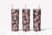 20 oz Skinny Tumbler, Pretty Retro Pink Flowers Tumbler, 70s Style Flowers Skinny, Flowers Skinny Tumbler , 20 oz Stainless Steel Tumbler