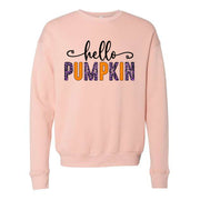 Fall Pumpkin Sweatshirt, Cute Hello Pumpkin Design, Unisex Sponge Fleece Drop Shoulder Crewneck Bella + Canvas, Fall Pumpkin Sweatshirt