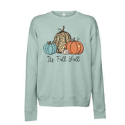 It's Fall Y'all Sweatshirt, Cute Plaid Pumpkins Design, Unisex Sponge Fleece Drop Shoulder Crewneck Bella + Canvas, Fall Pumpkins Sweatshirt