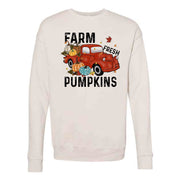 Farm Fresh Pumpkins Vintage Truck Sweatshirt, Pumpkins Design, Unisex Sponge Fleece Drop Shoulder Crewneck Bella + Canvas, Fall Sweatshirt