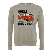 Farm Fresh Pumpkins Vintage Truck Sweatshirt, Pumpkins Design, Unisex Sponge Fleece Drop Shoulder Crewneck Bella + Canvas, Fall Sweatshirt