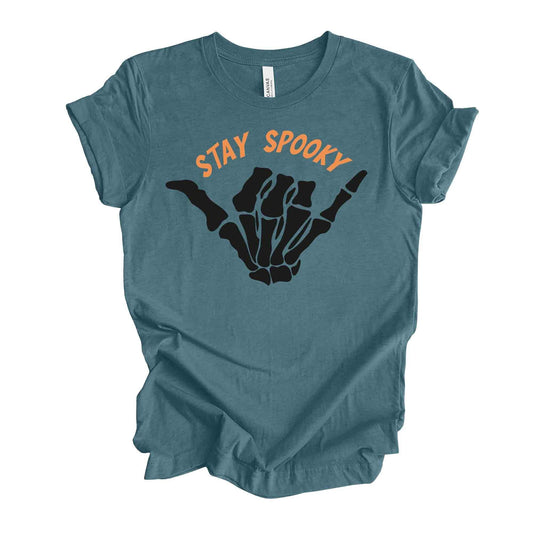 Halloween Tee, Stay Spooky with Skeleton Hand design, premium unisex shirt, 3 color choices, 3x Halloween, 4x Halloween, Plus Sizes