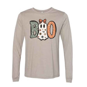 Fall Long Sleeve Tee, Super Cute BOO with Adorable Ghost Design on premium unisex long sleeve tee, 3x plus size long sleeve