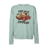 Fall Sweatshirt, Farm Fresh Pumpkins in Vintage Truck Design, Unisex Sponge Fleece Drop Shoulder Crewneck Bella + Canvas, Fall Sweatshirt