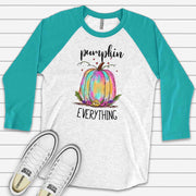 Fall Raglan, Cute Colorful Pumpkin, Pumpkin Everything Design, premium Raglan 3/4 sleeve shirt, plus size, 2x fall raglan, 3x fall raglan