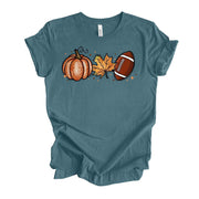 Fall Time, Pumpkin, Fall Leaf and Football, Fall & Football, Football Time Design on premium unisex shirt, 3 color choices, 3x Fall, 4x Fall