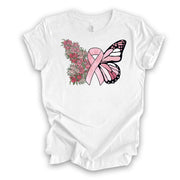 Breast Cancer Awareness, Pretty Pink Ribbon Butterfly, Pink Ribbon Design on premium unisex shirt, 3 color choices, 3x pink, 4x pink