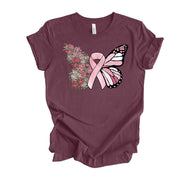 Breast Cancer Awareness, Pretty Pink Ribbon Butterfly, Pink Ribbon Design on premium unisex shirt, 3 color choices, 3x pink, 4x pink