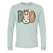 Fall Long Sleeve Tee, Super Cute BOO with Adorable Ghost Design on premium unisex long sleeve tee, 3x plus size long sleeve