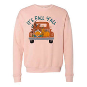 Fall Sweatshirt, Cute Fall Y'all Truck with Gnomes Design, Unisex Sponge Fleece Drop Shoulder Crewneck Bella + Canvas, Fall Sweatshirt