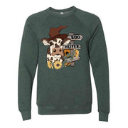Fall Sweatshirt, Cute Fall Cow, Boo Heifer Design, Unisex Sponge Fleece Drop Shoulder Crewneck Bella + Canvas, Fall Sweatshirt