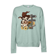 Fall Sweatshirt, Cute Fall Cow, Boo Heifer Design, Unisex Sponge Fleece Drop Shoulder Crewneck Bella + Canvas, Fall Sweatshirt
