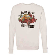 Fall Sweatshirt, Farm Fresh Pumpkins in Vintage Truck Design, Unisex Sponge Fleece Drop Shoulder Crewneck Bella + Canvas, Fall Sweatshirt