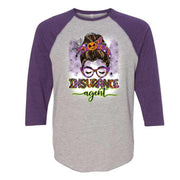 Halloween Raglan, Messy Bun Insurance Agent Halloween Design on premium Raglan 3/4 sleeve shirt, plus size, 2X raglan, 3X raglan
