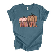 Thanksgiving Tee, Cute Thankful Pumpkins, Polka Dot Pumpkin Design on premium unisex shirt, 3 color choices, plus sizes available
