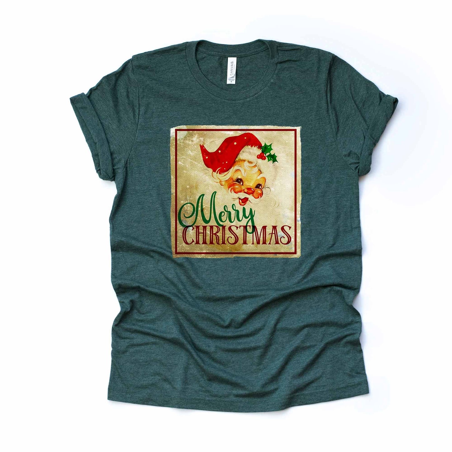 Christmas Tee, Retro Santa Claus with Merry Christmas, Vintage Santa Design on premium unisex shirt,3 color choices, plus sizes available