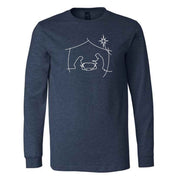 Christmas Long Sleeve, Simple Nativity Scene, Christmas Manger Scene Design on premium unisex long sleeve tee, 3x plus size long sleeve