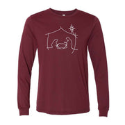 Christmas Long Sleeve, Simple Nativity Scene, Christmas Manger Scene Design on premium unisex long sleeve tee, 3x plus size long sleeve
